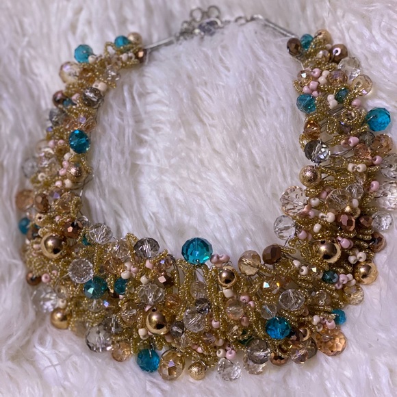 Aldo Jewelry - ALDO Arvan statement bib necklace, gold blue pink